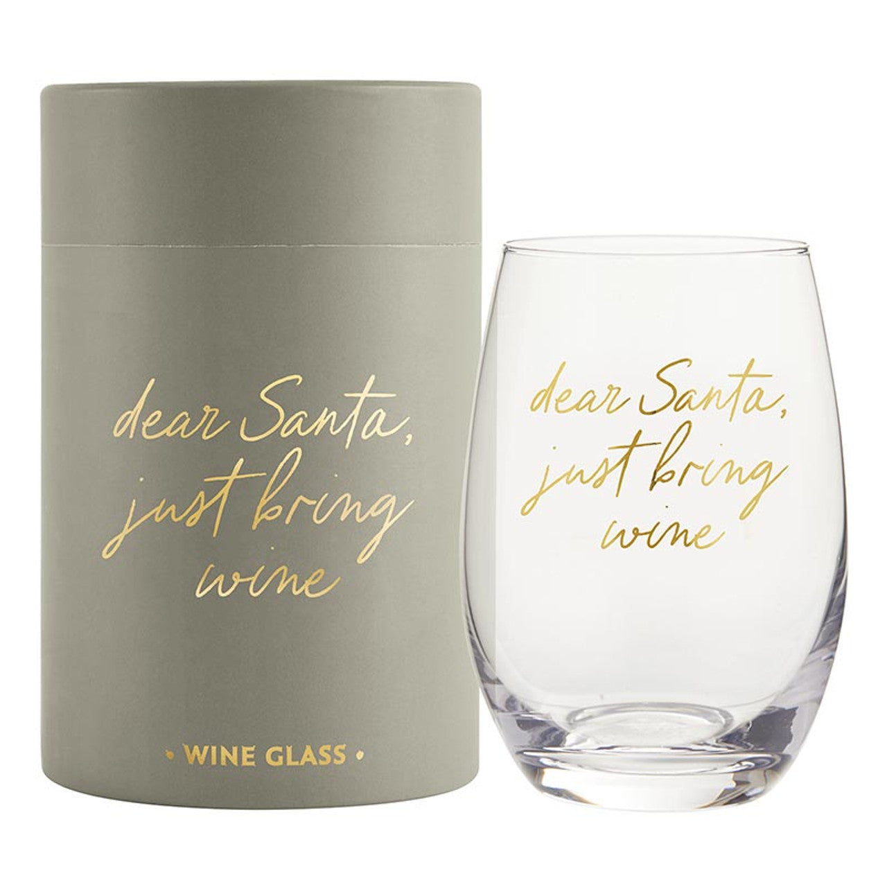 Dear Santa Stemless Wine Glass