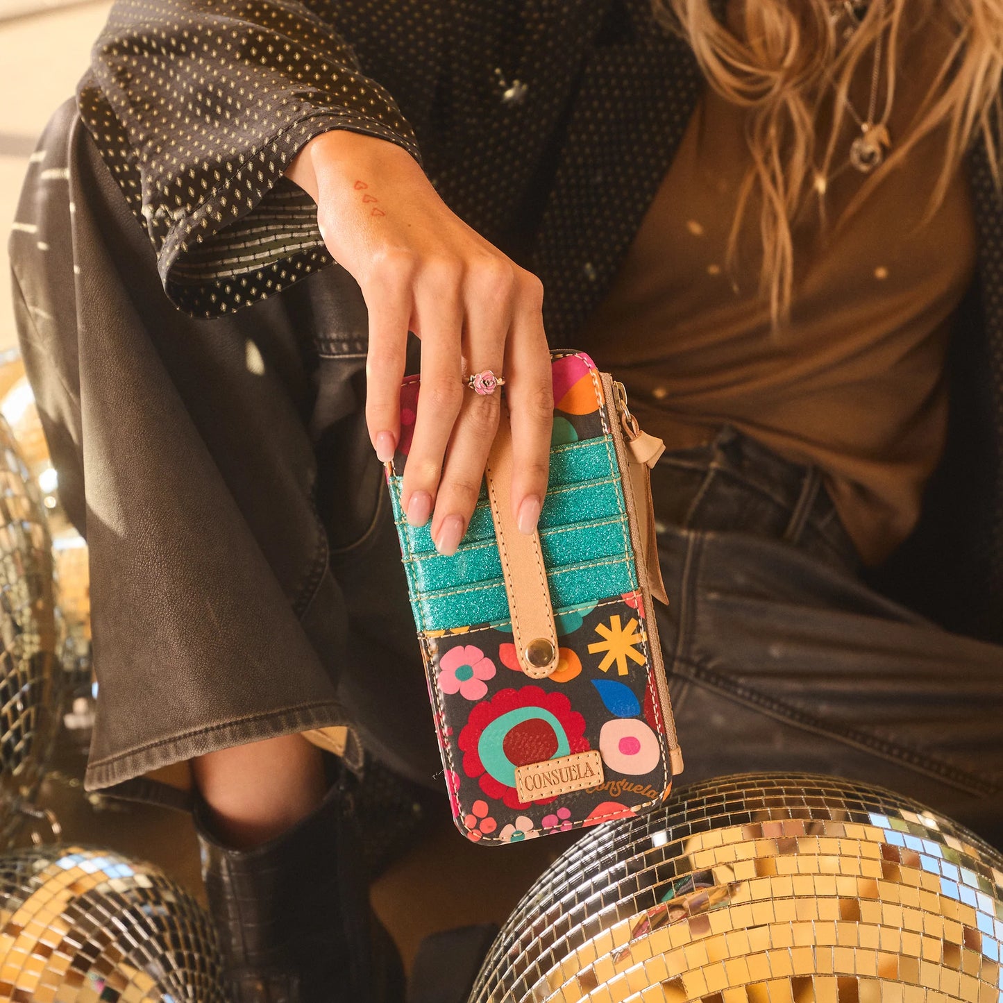 Consuela Amelie Card Organizer - Floral ConsuelaCloth™ & Leather Wallet