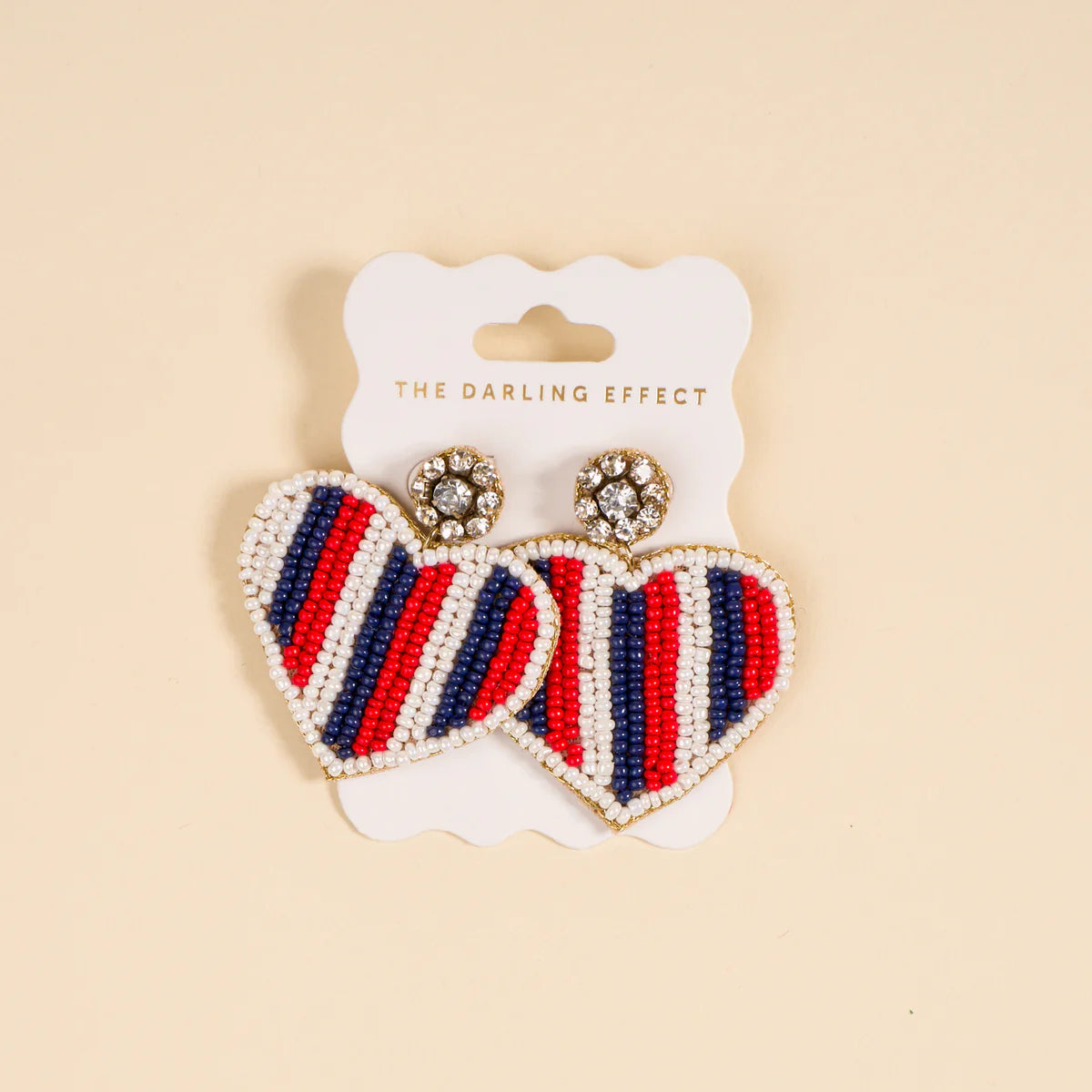 The Darling Effect Beaded Earrings - Americana Heart