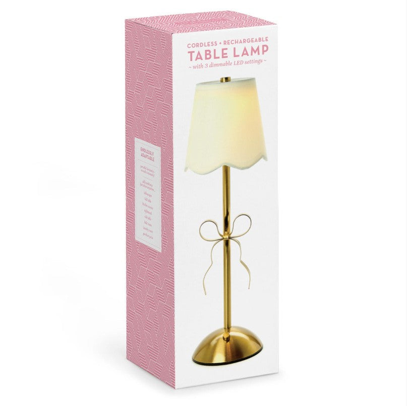Golden Bow LED Portable Cordless Table Lamp with Fabric Lamp Shade in Gift Box