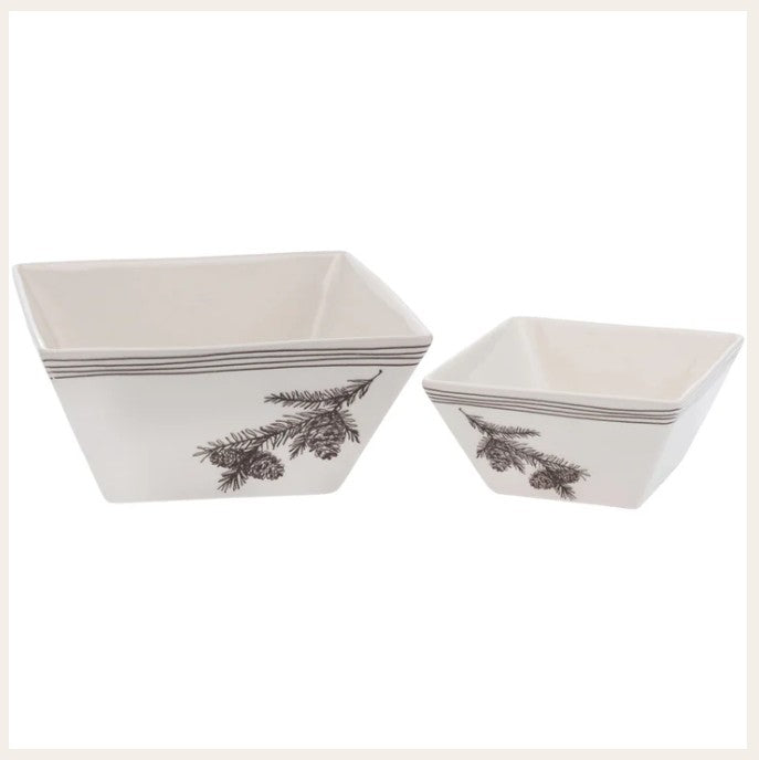 White Pine Square Bowls (Set of 2)