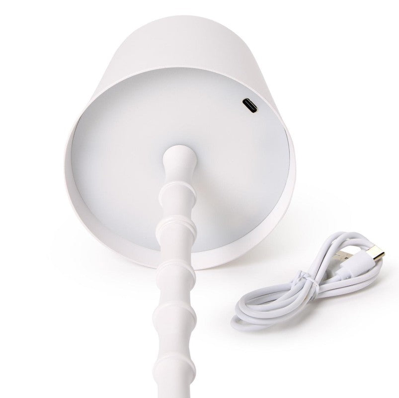 LED Portable Cordless White Bamboo Lamp in Gift Box