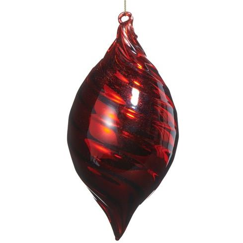 5" Red Swirl Blown Glass Ornament