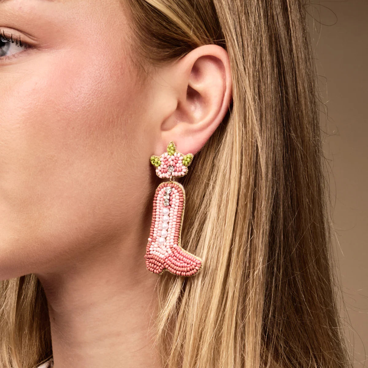 The Darling Effect Beaded Earrings - Cowgirl Boot