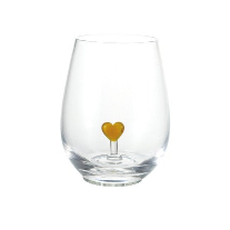 18 oz. Stemless Wine Glass with Hand-Blown Heart Inside - 6 Colors Available