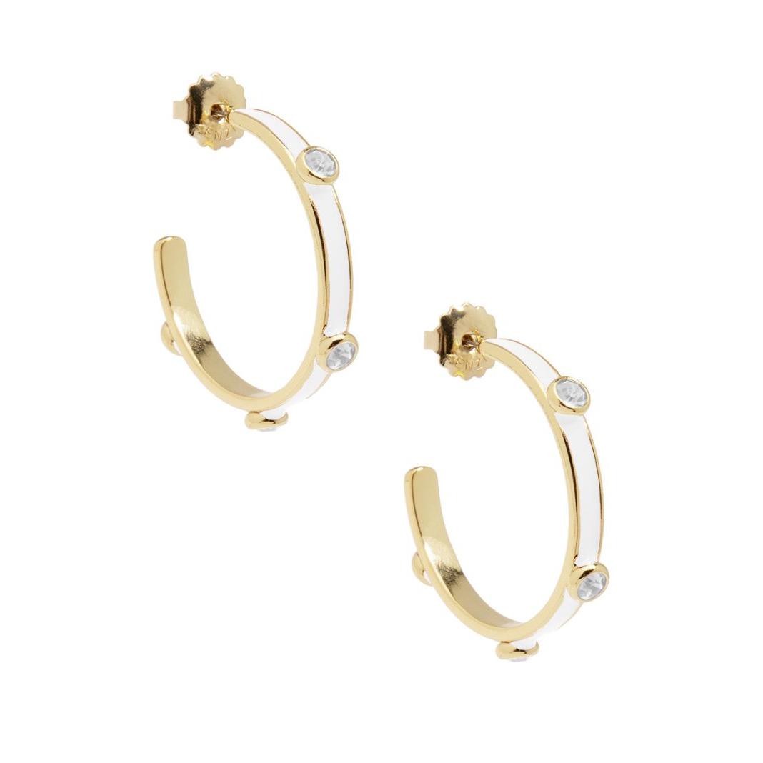 Enamel Hoop Earring with Crystals