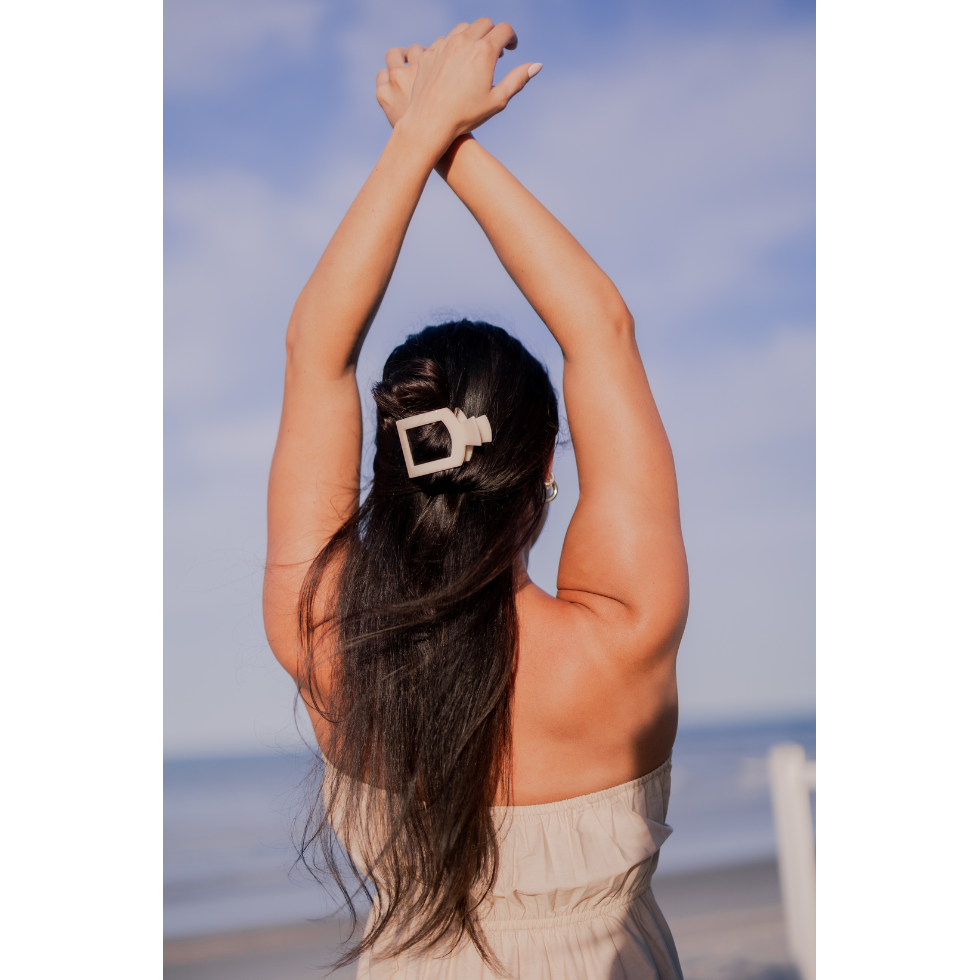 Square Flat Hair Clip | Medium | Almond Beige