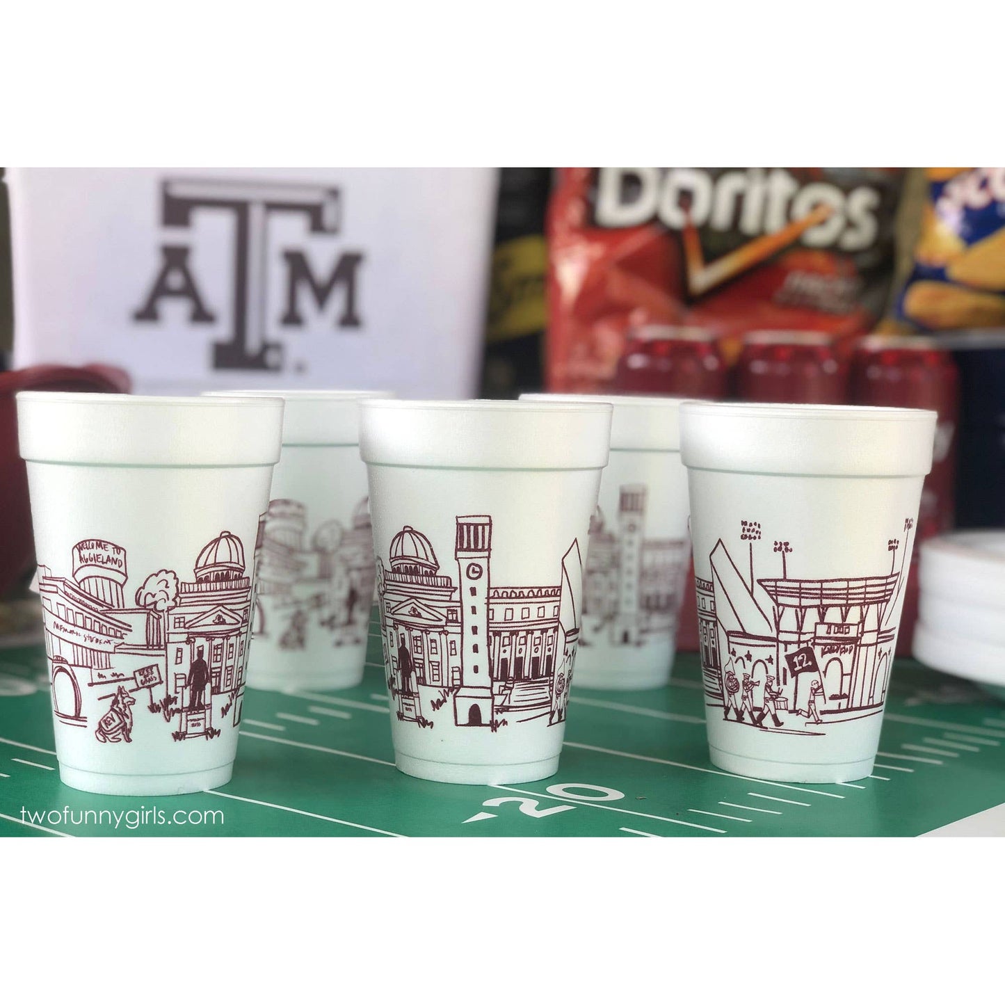 Texas A&M Aggie Skyline - College Station Foam Cups (10 Pack)