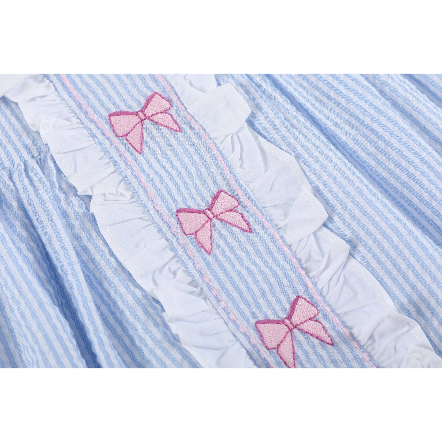 Blue and Pink Bow Ruffle Dress