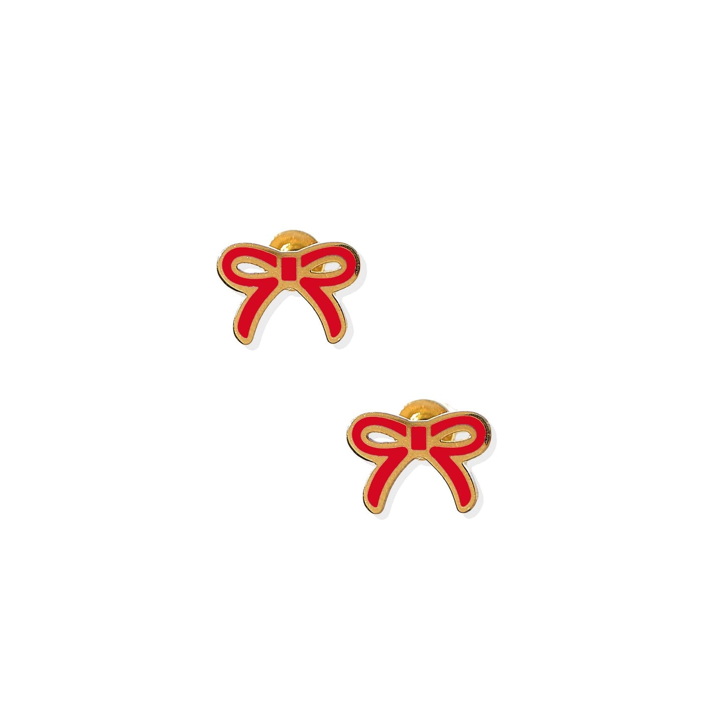 Screwback Stud Earrings - Sadie Bow Red