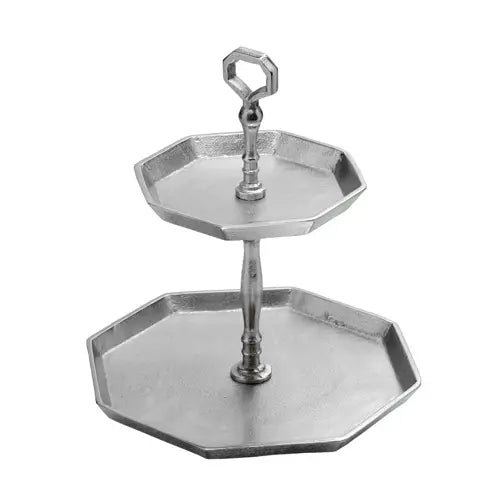 Silver 2-Tier Octagon Stand