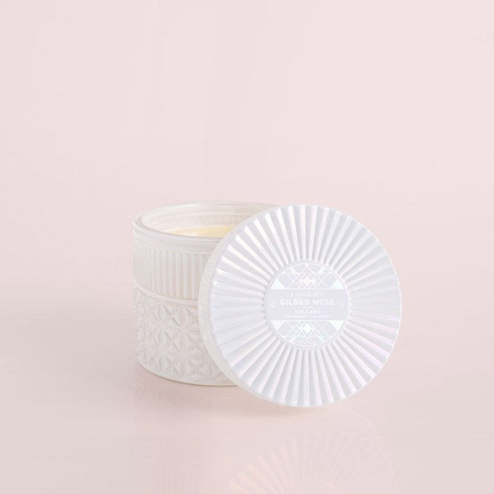 Volcano White Opal Gilded Faceted Candle, 11 oz