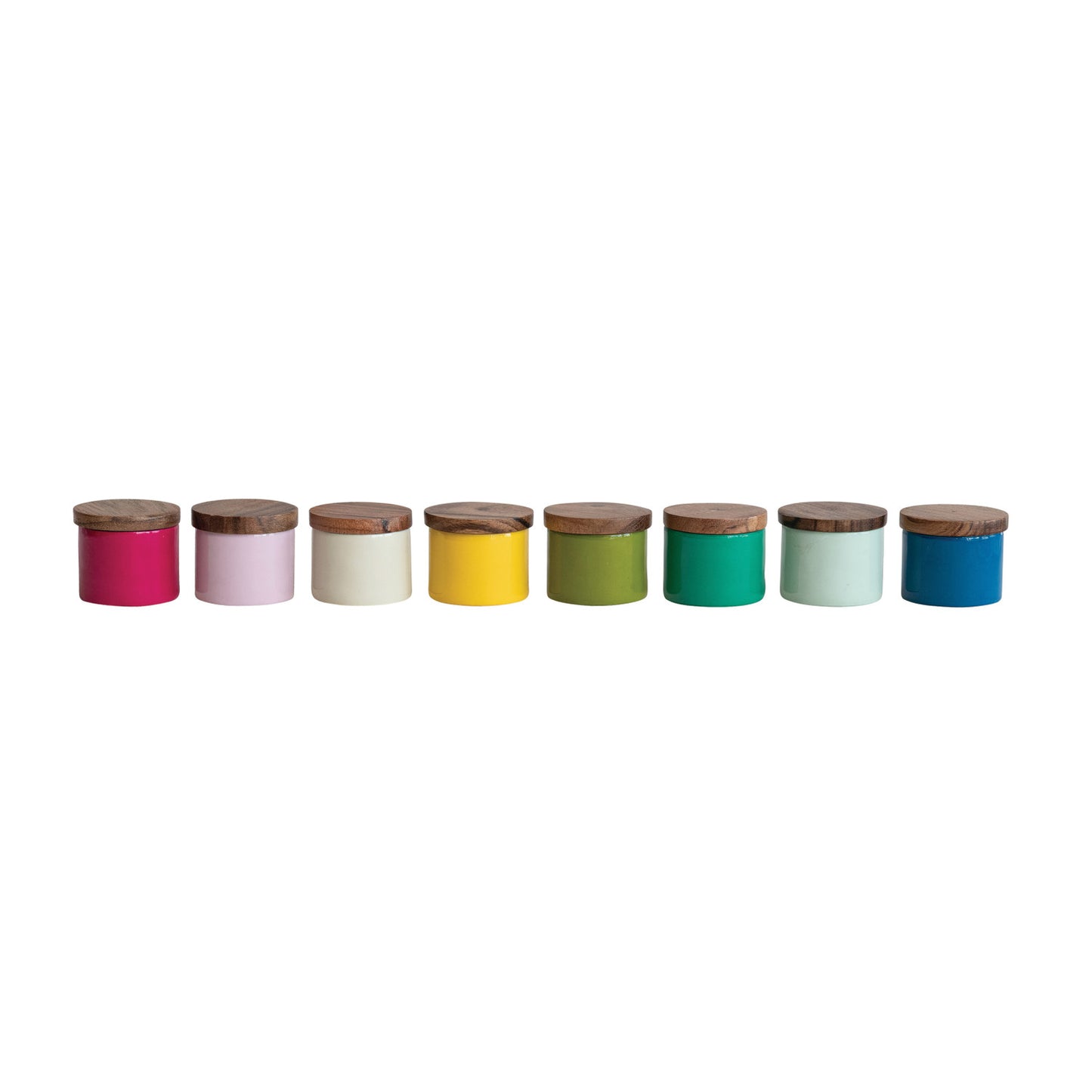 Metal Mini Pinch Pot with Acacia Wood Lid, 8 Colors