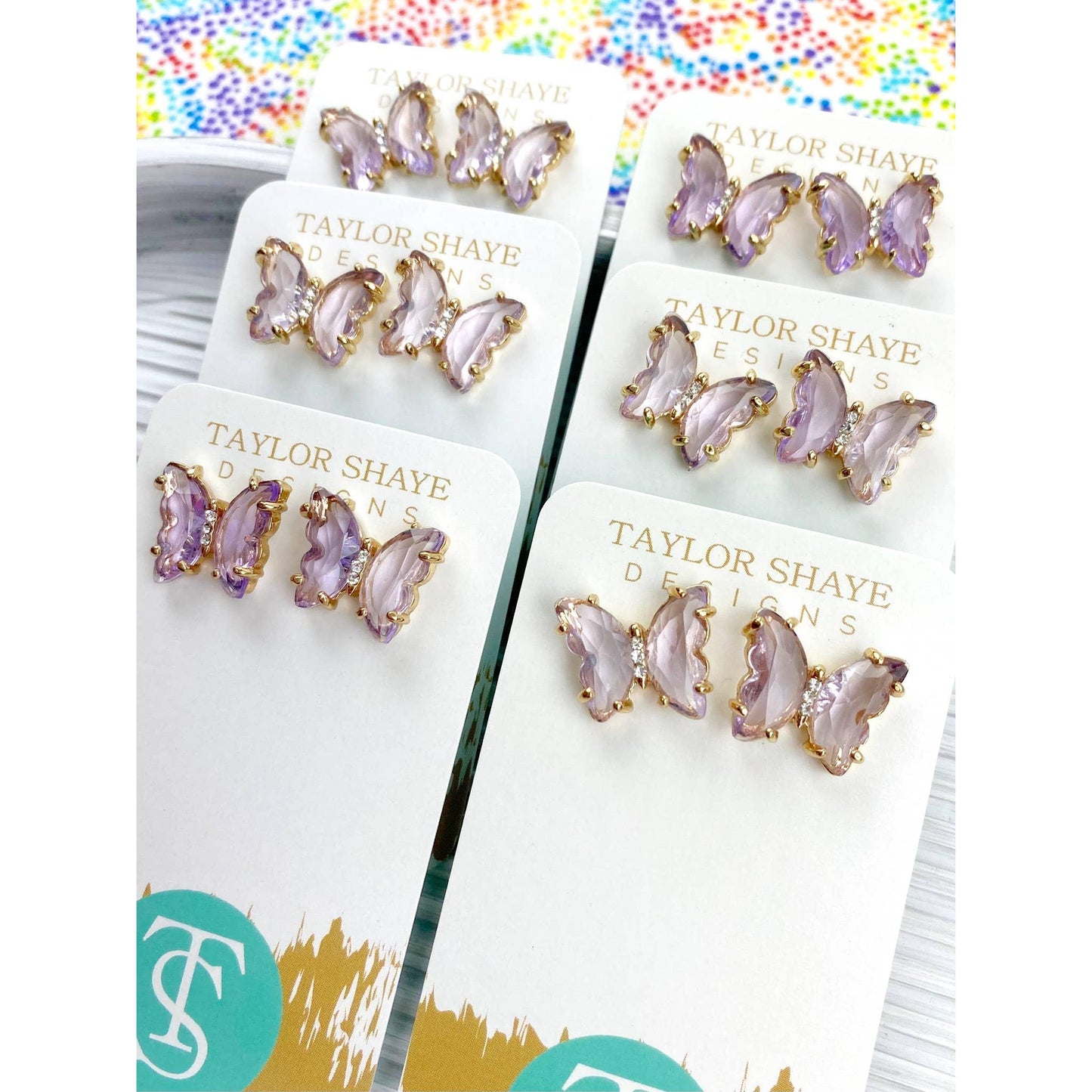 Colorful Crystal Butterfly Studs