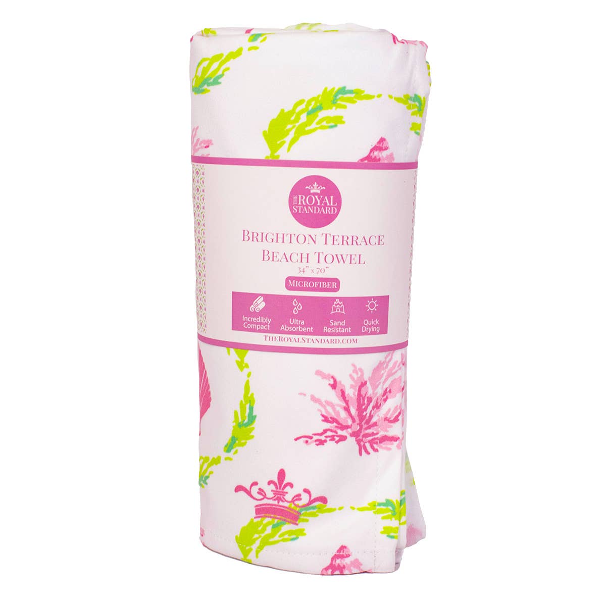 Brighton Terrace Beach Towel Pink Lilly/Lim 34x70