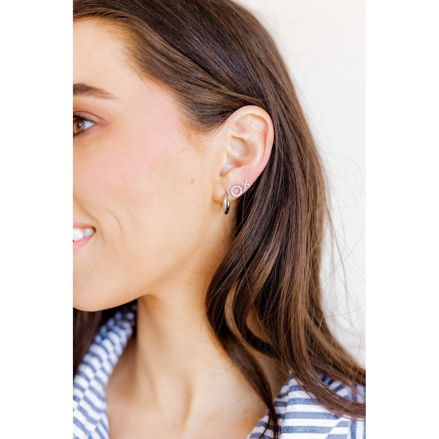 Screwback Stud Earrings - Lainey - Silver