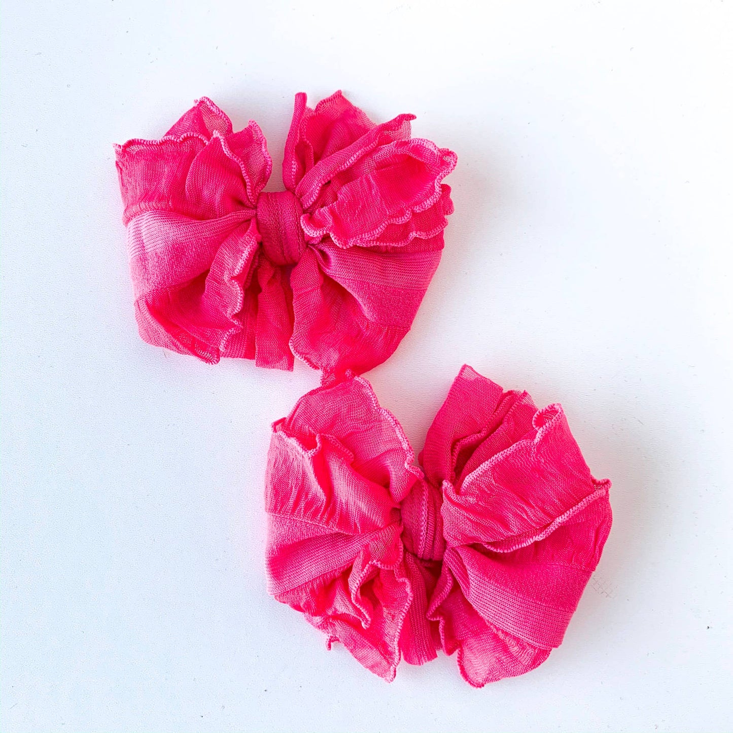 Ruffle Clip Set- Hot Pink