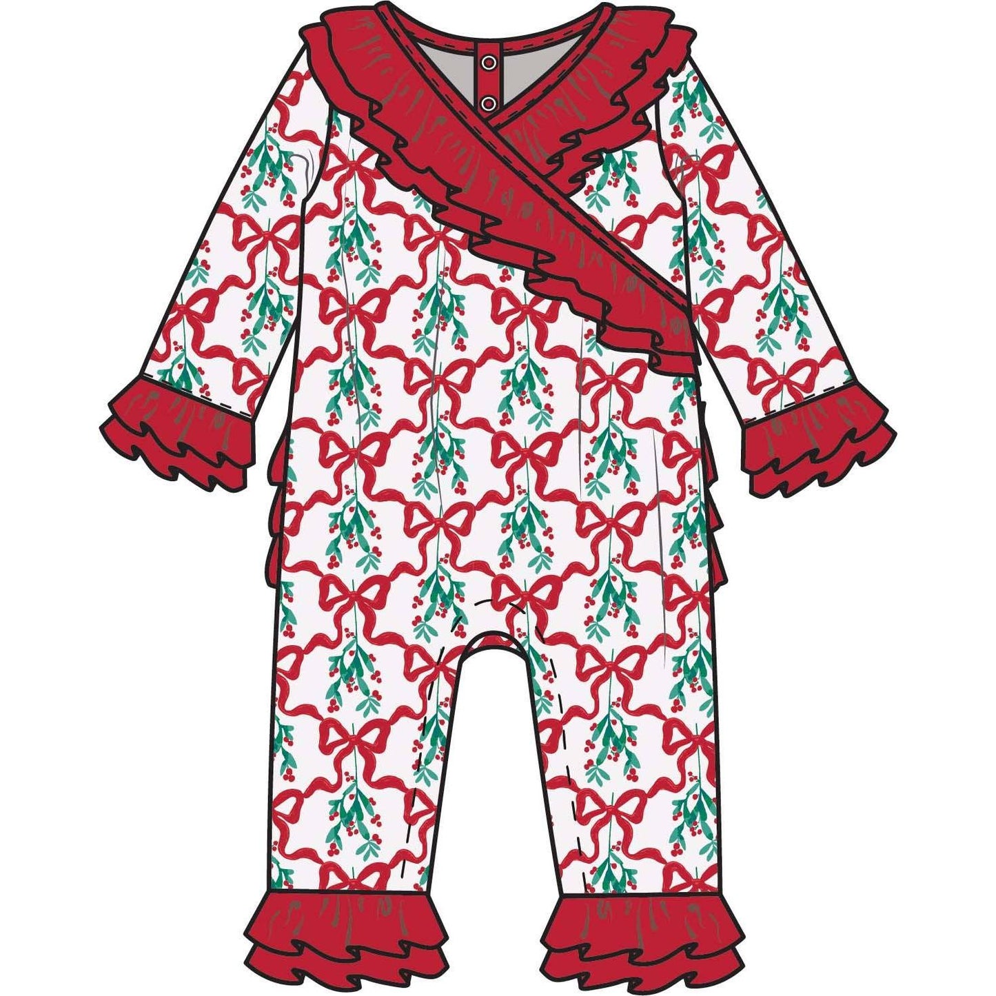 Baby Girls Carol of the Bows Knit Long Sleeve Ruffle Flare Romper