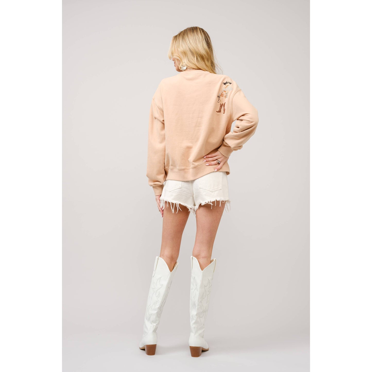 Western Motif Embroidered Graphic Sweatshirt