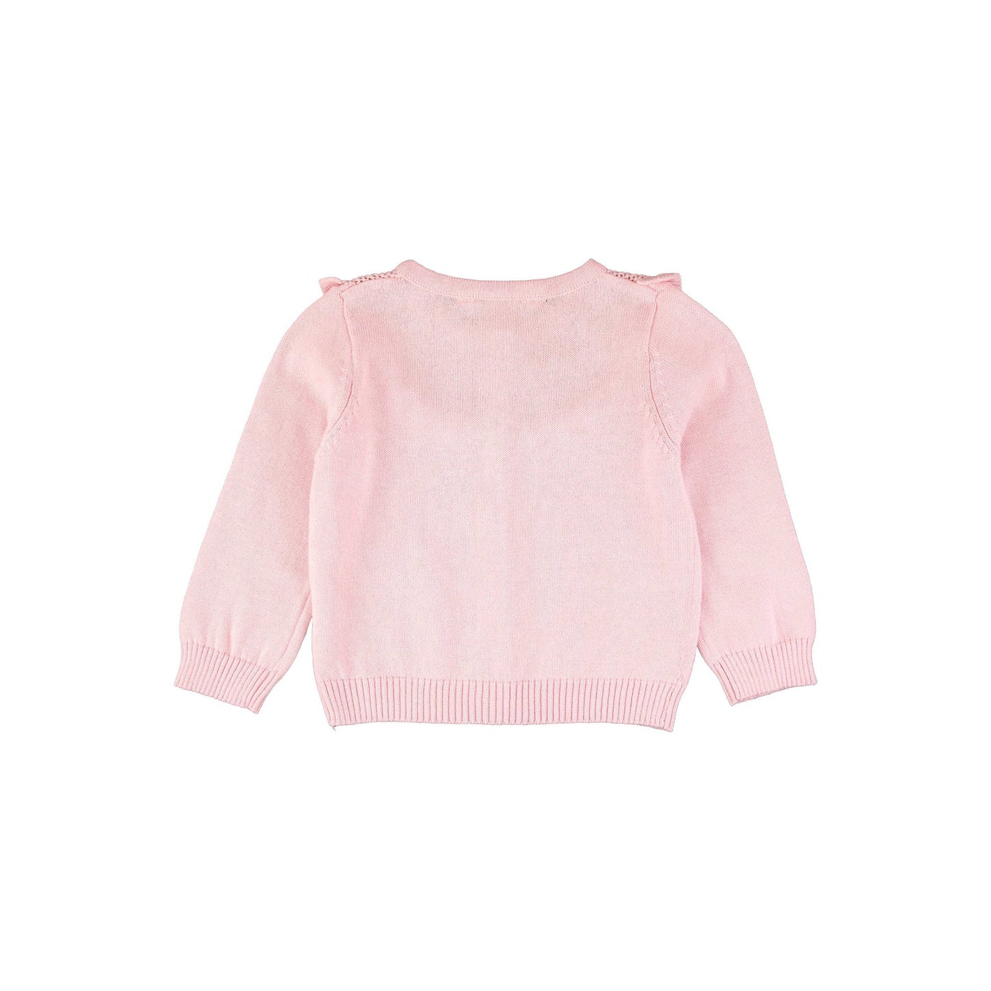 Girls Pink Sweater Knit Ruffle Trim Cardigan