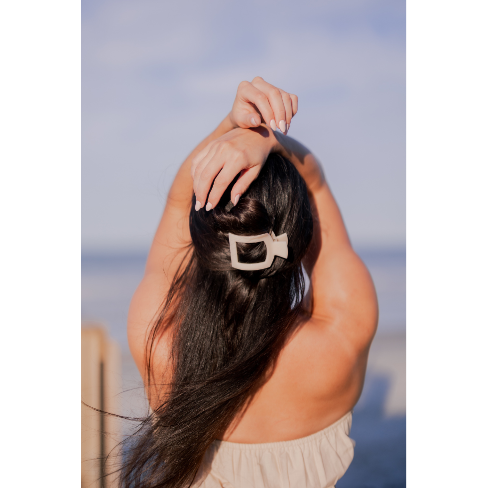 Square Flat Hair Clip | Medium | Almond Beige