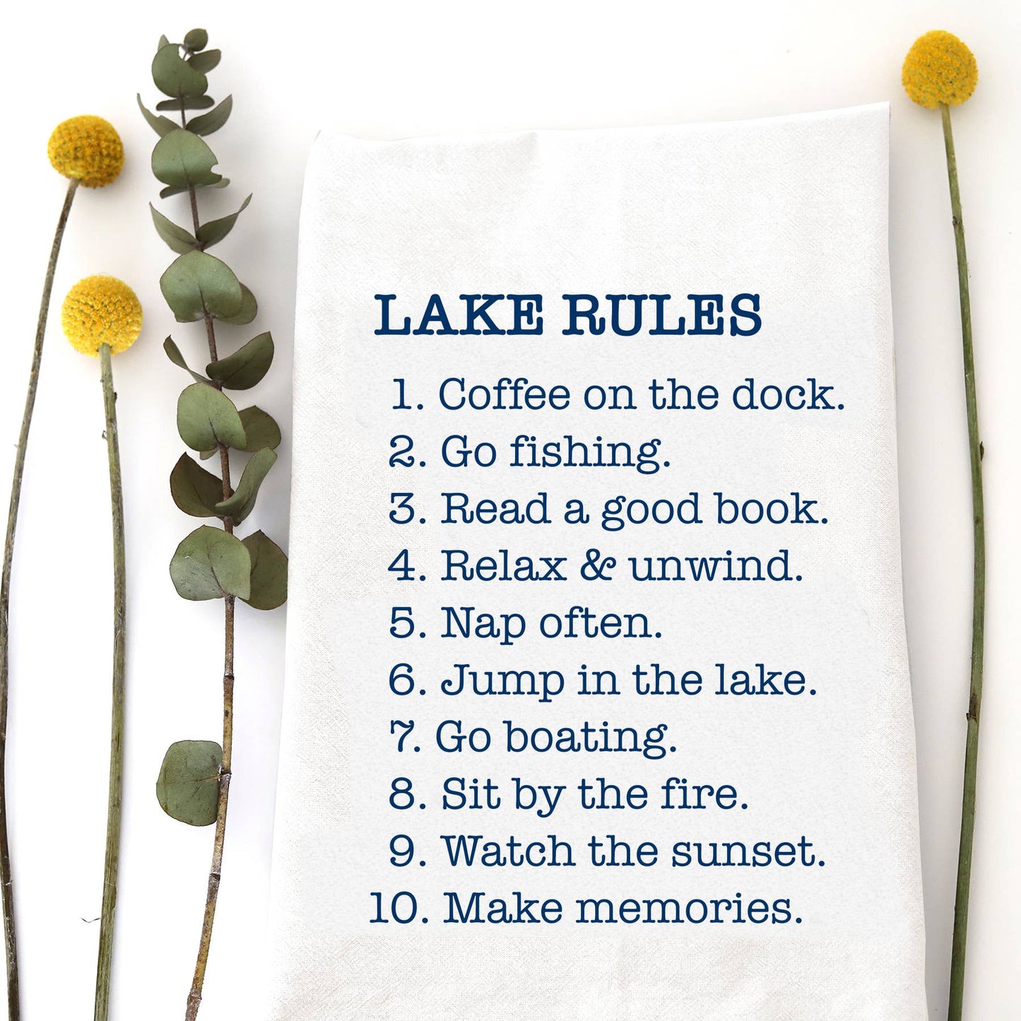 Lake Rules Tea Towel - 100% Cotton Flour Sack Kitchen Towel