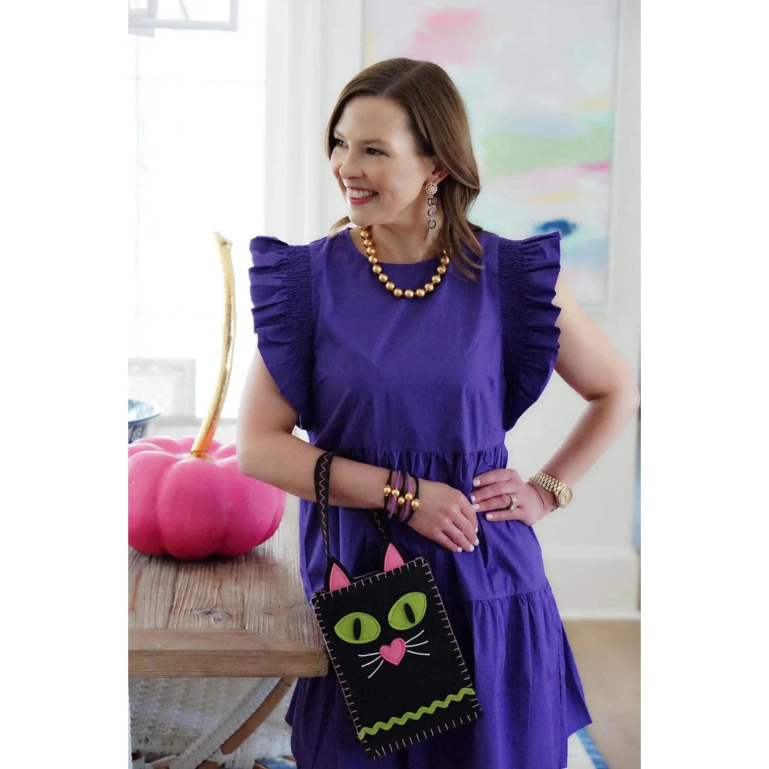 Halloween Enamel Boo Spider Earring - Black/Purple