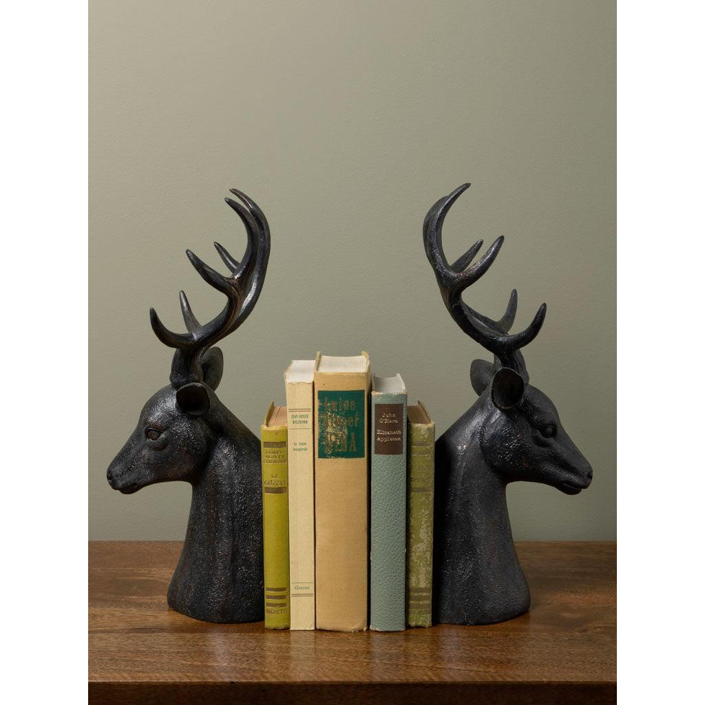 Deer heads big antlers bookends