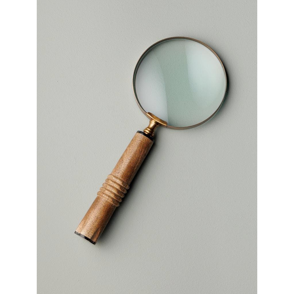 Large magnifier engraved wooden handle