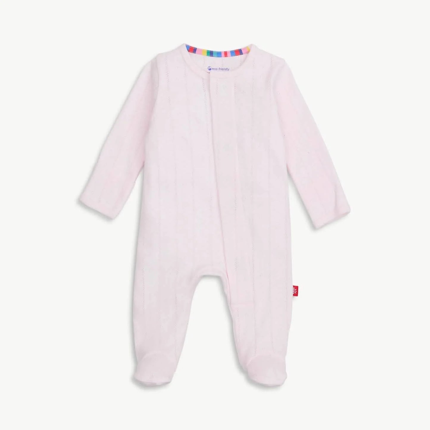love lines pink organic cotton pointelle magnetic footie