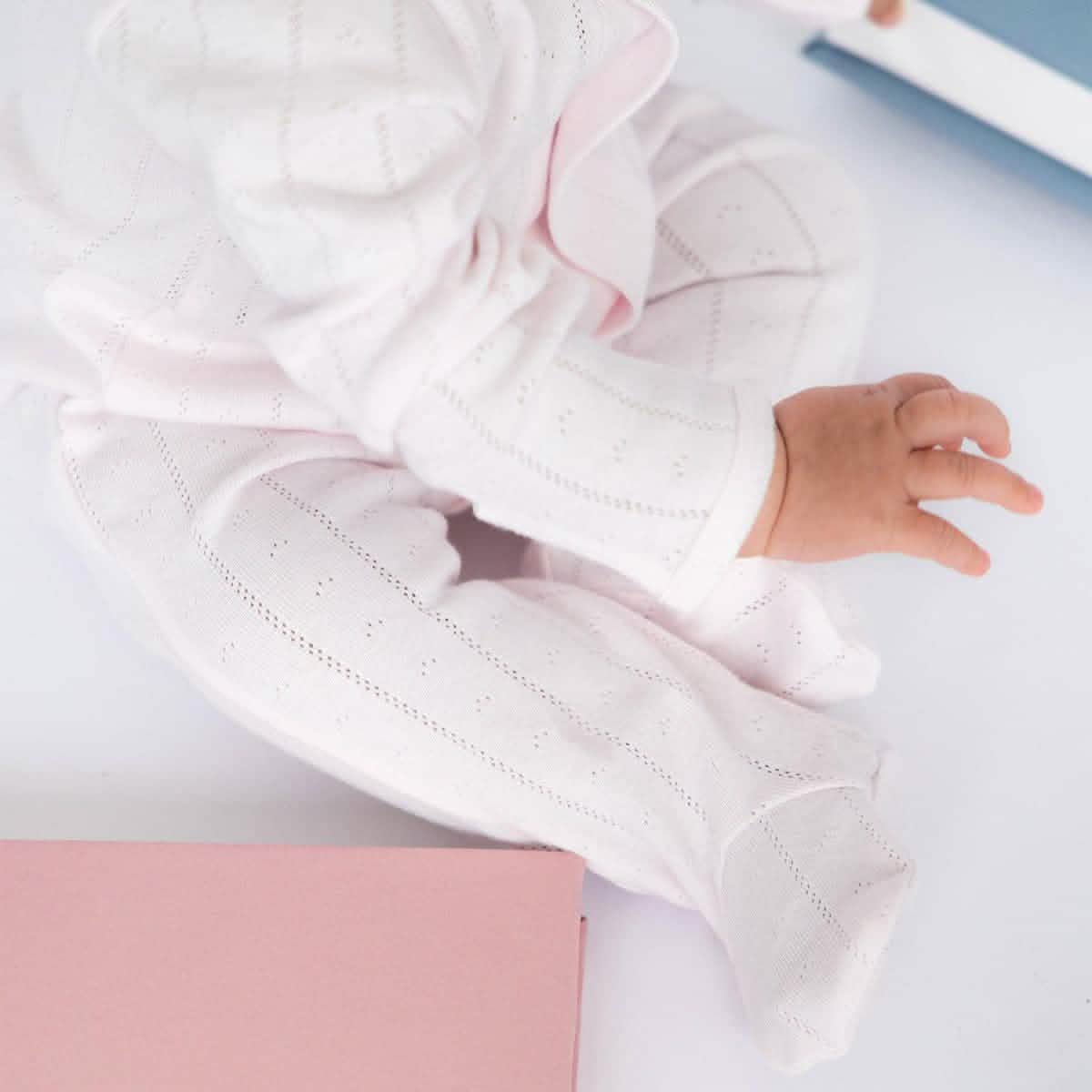 love lines pink organic cotton pointelle magnetic footie