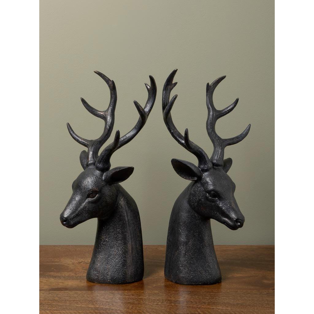 Deer heads big antlers bookends