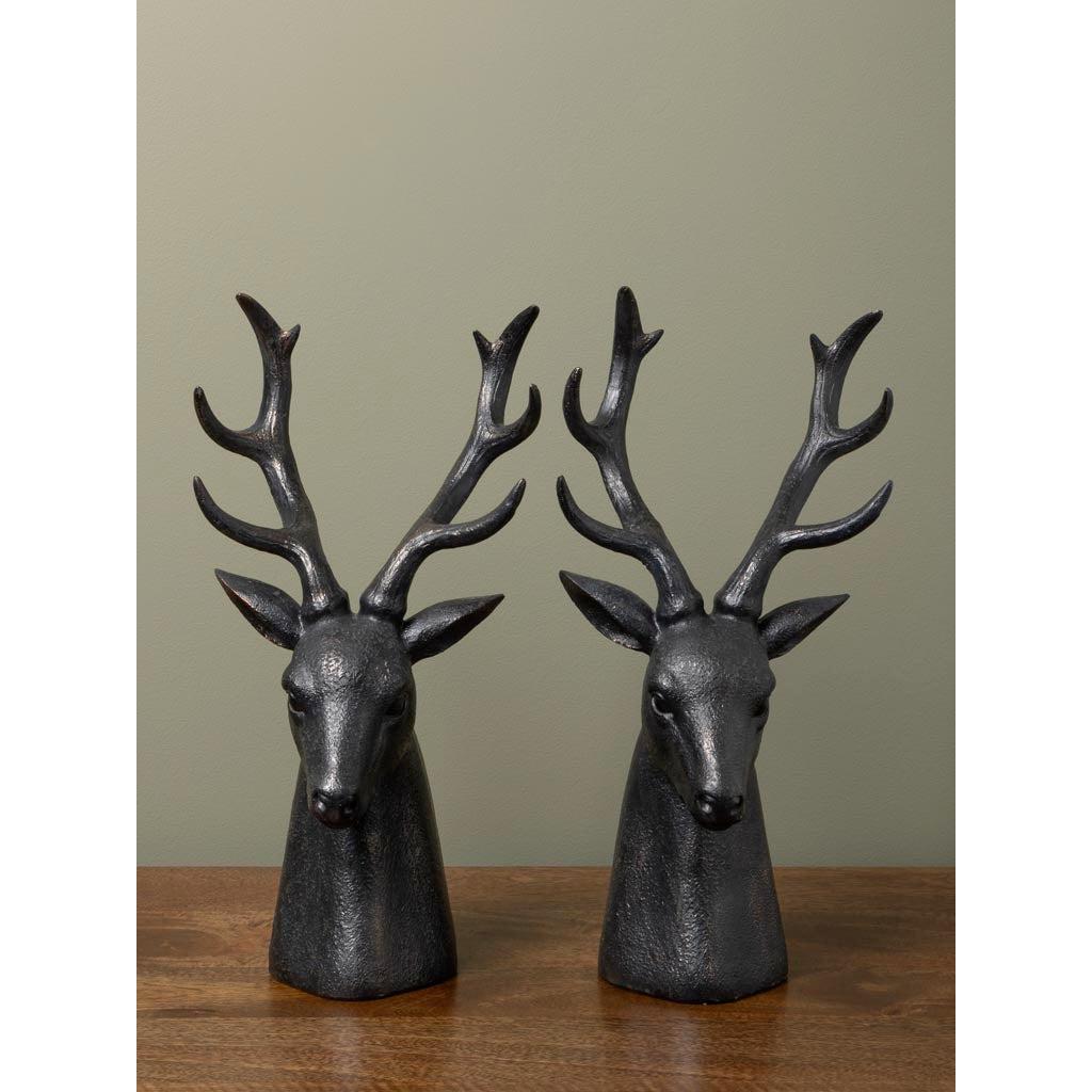 Deer heads big antlers bookends