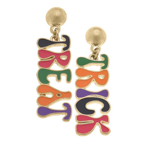Halloween Enamel Trick or Treat Earrings - Multi