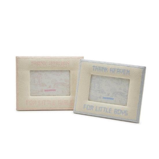 Thank Heaven 4" x 6" Embroidered Photo Frame Assorted 2 Designs: Boy and Girl - Cotton/MDF/Glass