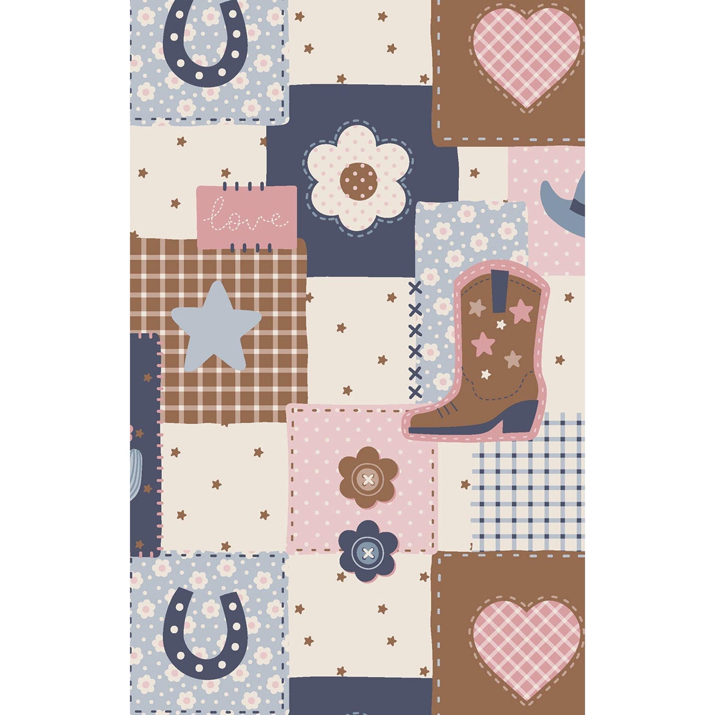 Patchwork Cowgirl - Smocked Overall and Ribbed Bodysuit Set