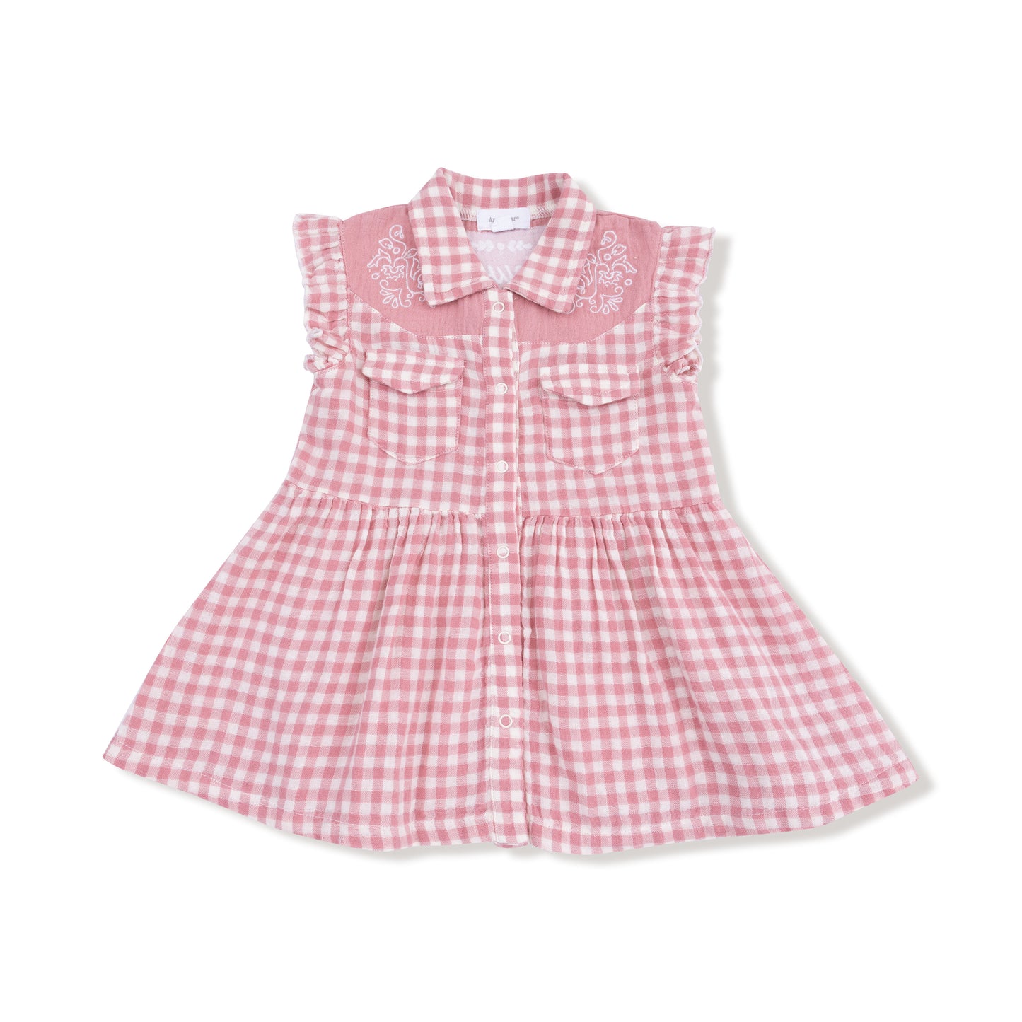 Western Pearl Snap Dress and Bloomer (2T to 4T Dress Only) - Rose Pink Plaid