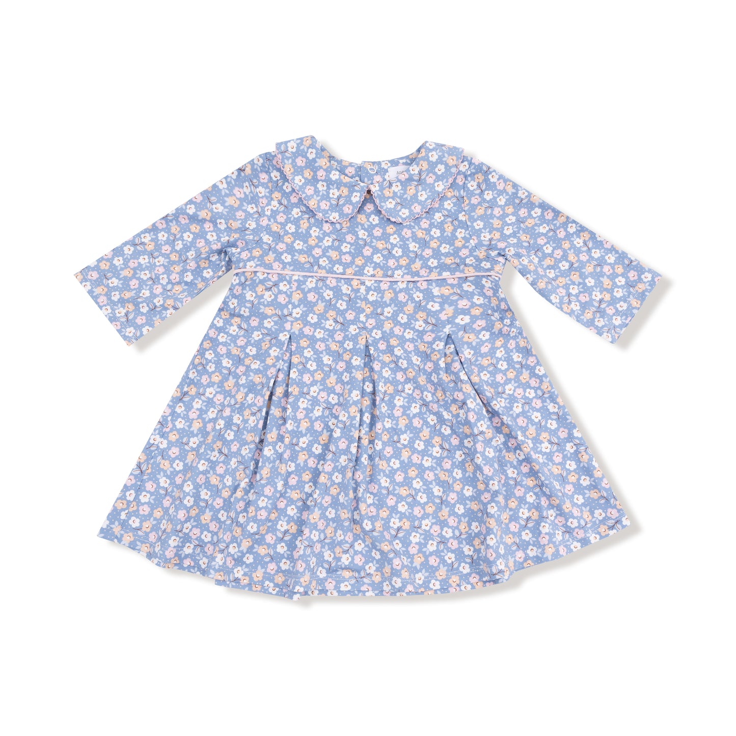 Box Pleat Dress w/ 3/4 Sleeve + Peterpan Collar & Leggings - Country Calico