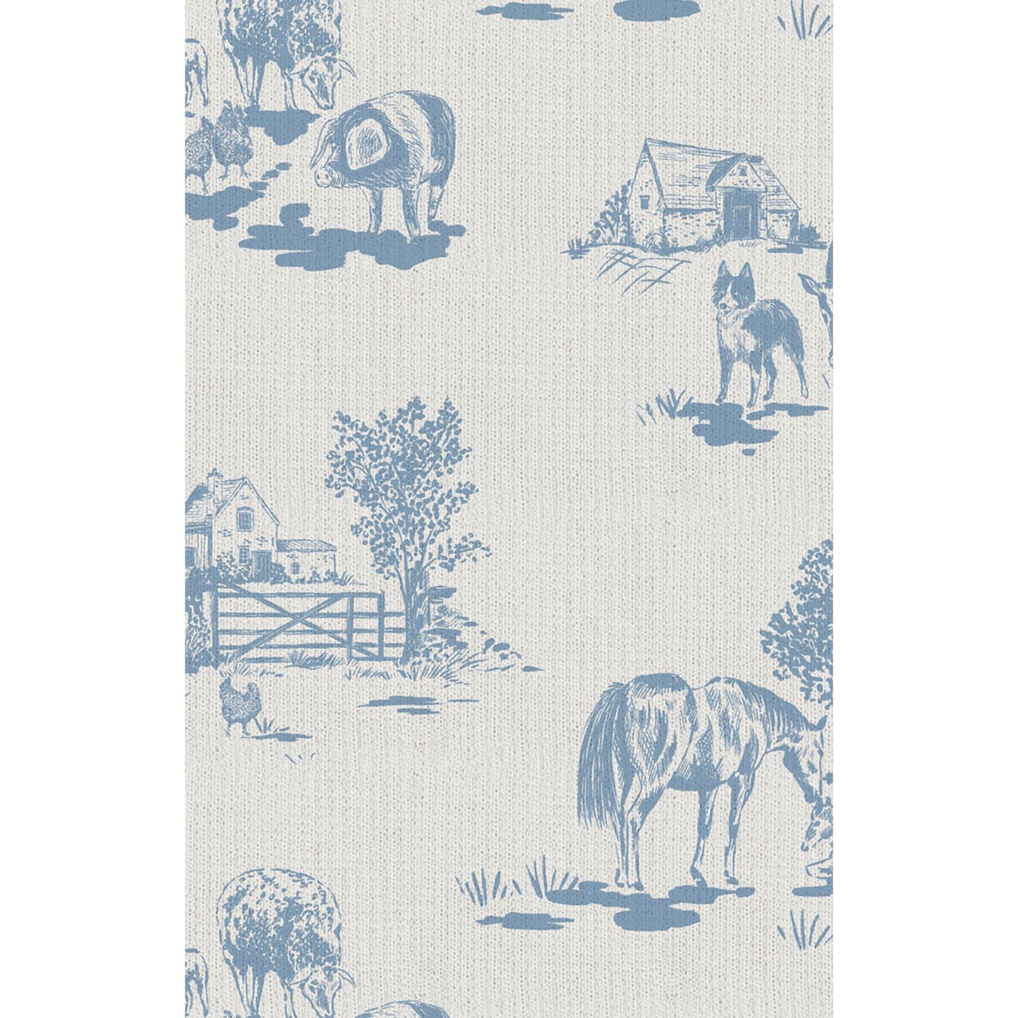 2 Way Zipper Romper - Farm Toile Blue
