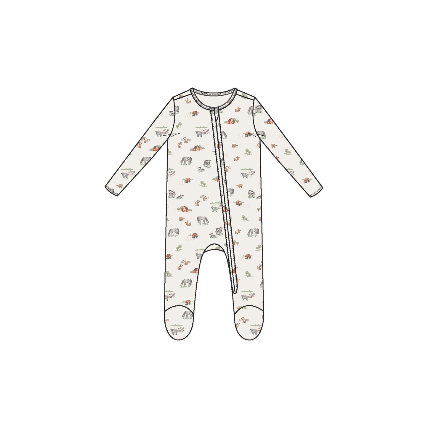 2 Way Zipper Romper - Little Farm