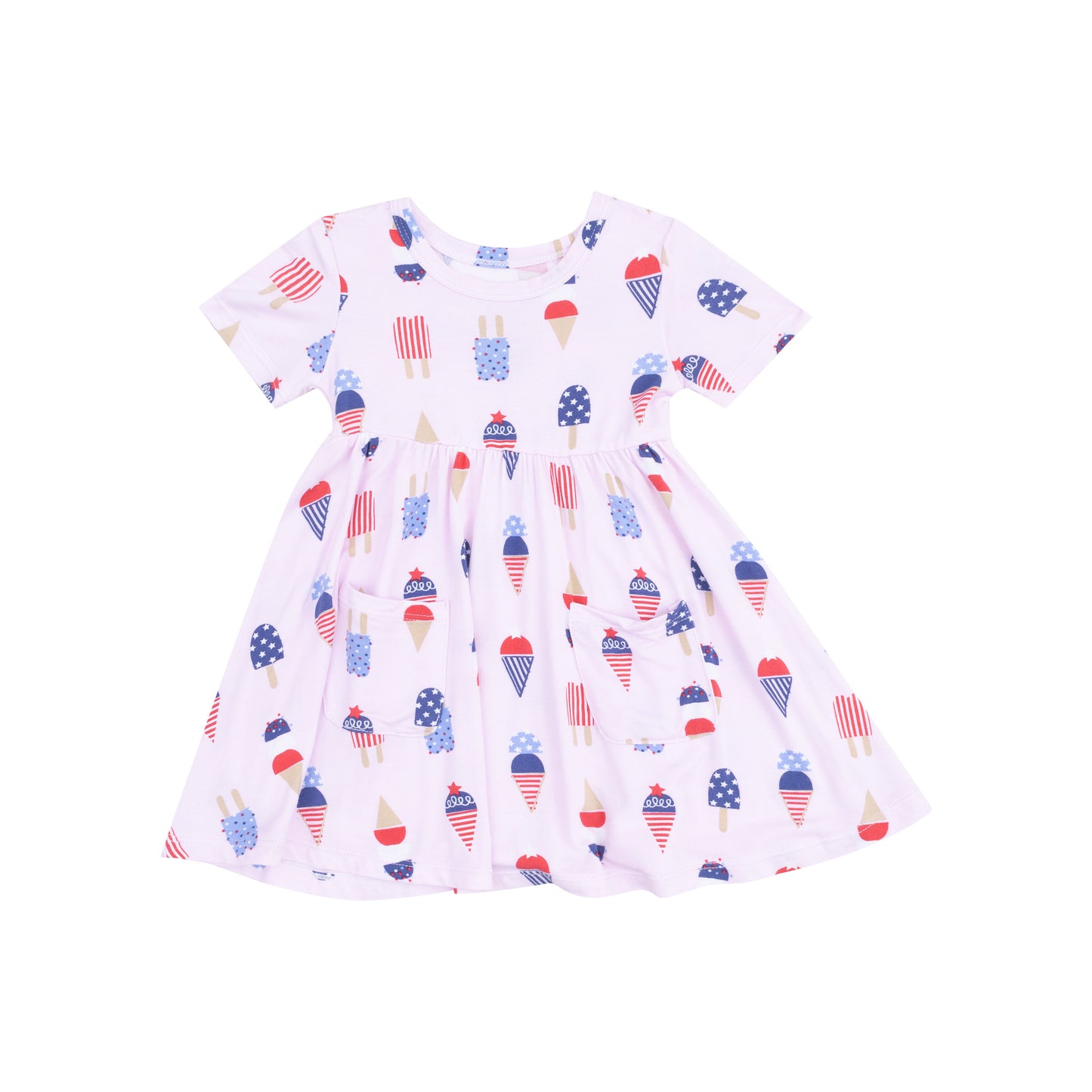 Short Sleeve Twirly Dress - American Ice Cream