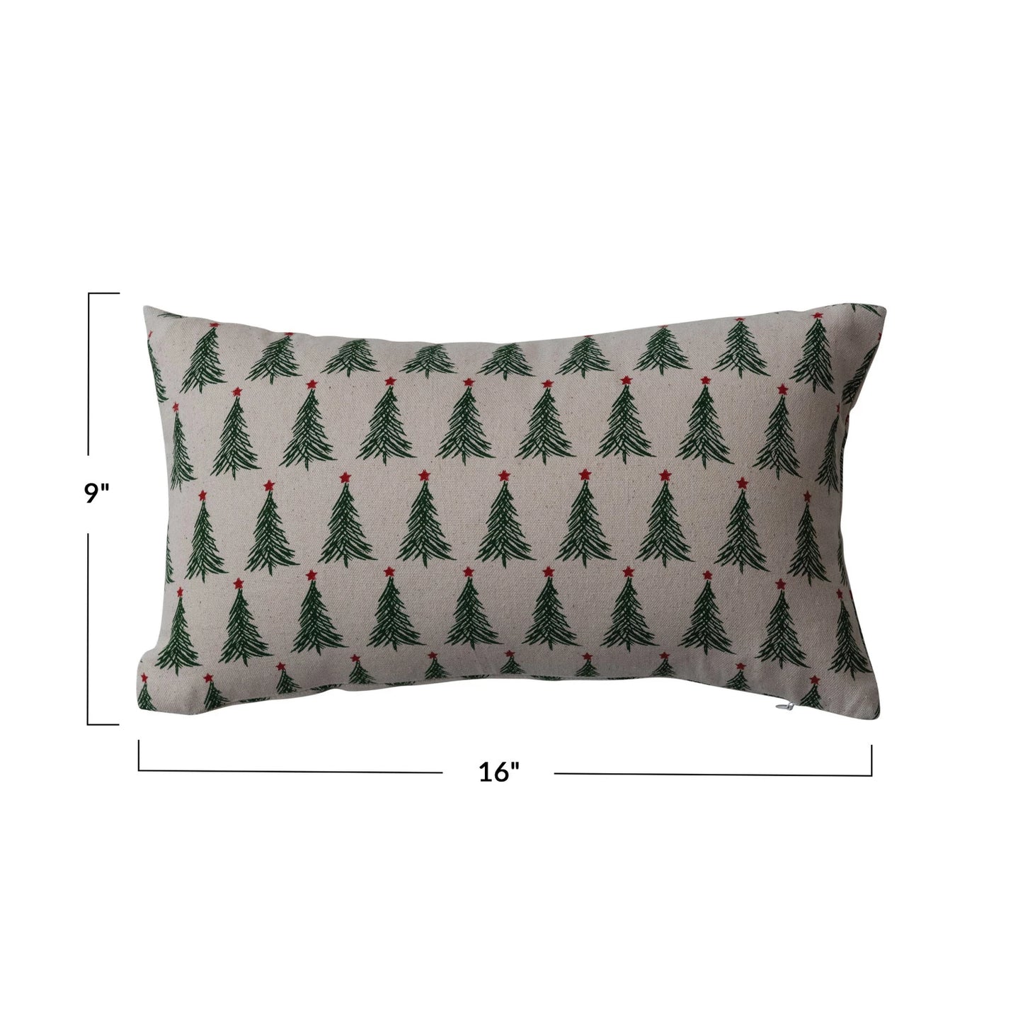 16"L x 9"H Stonewashed Cotton Printed Lumbar Pillow