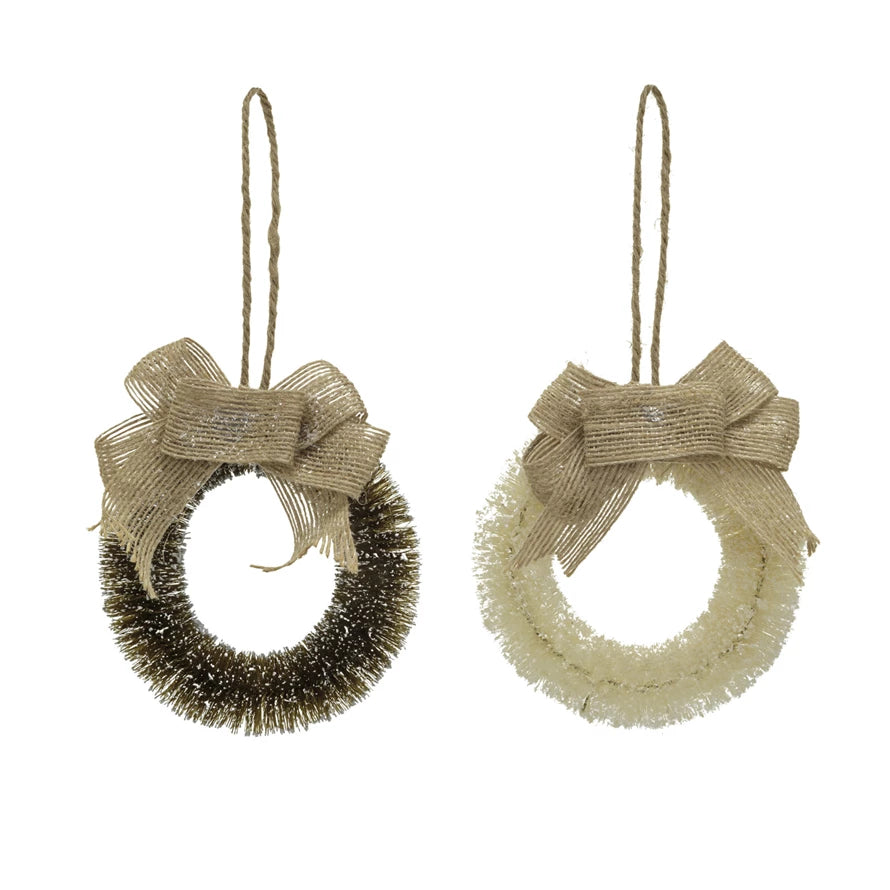 Sisal Wreath w/ Burlap Bow Ornament