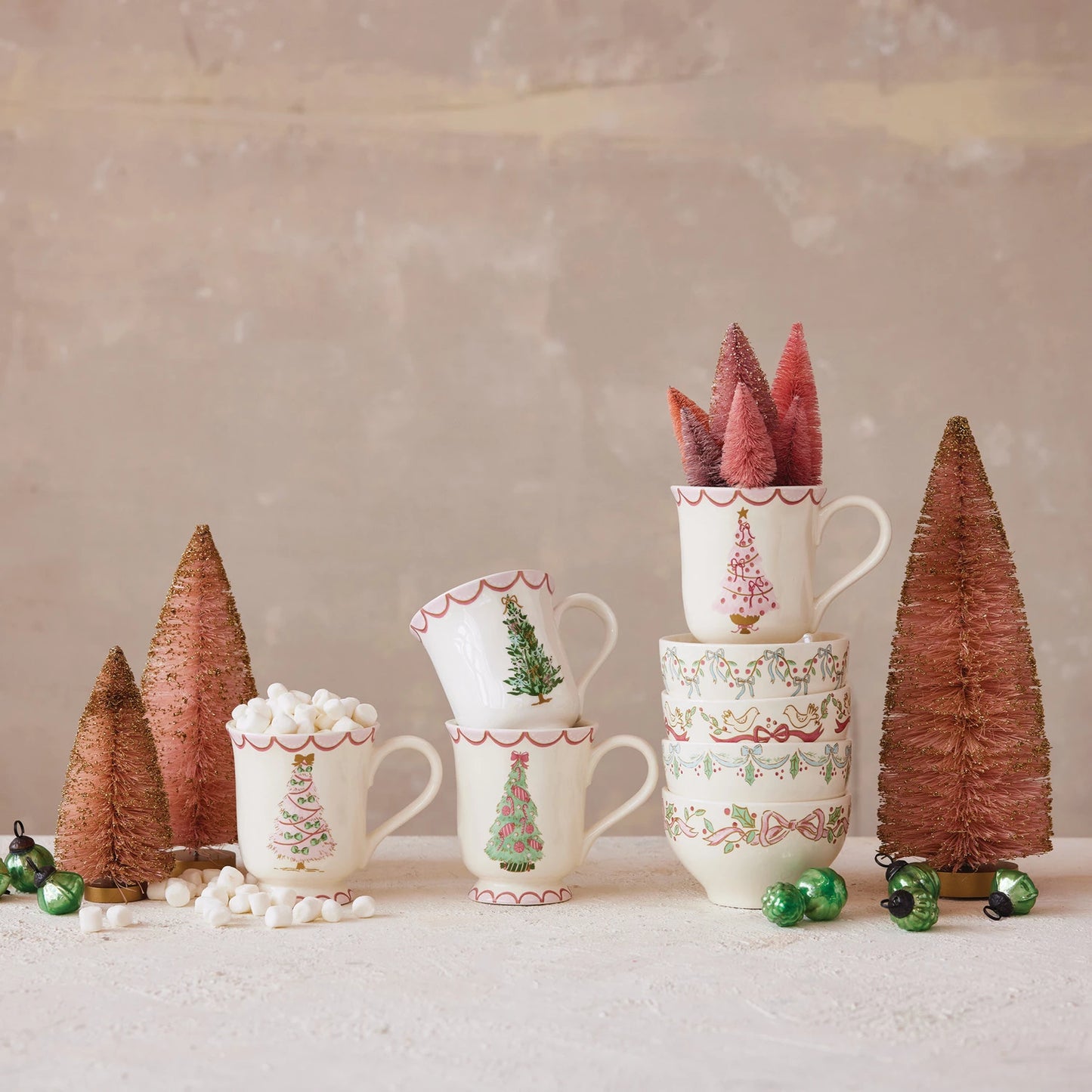 Stoneware Mug with Christmas Tree, 4 Styles