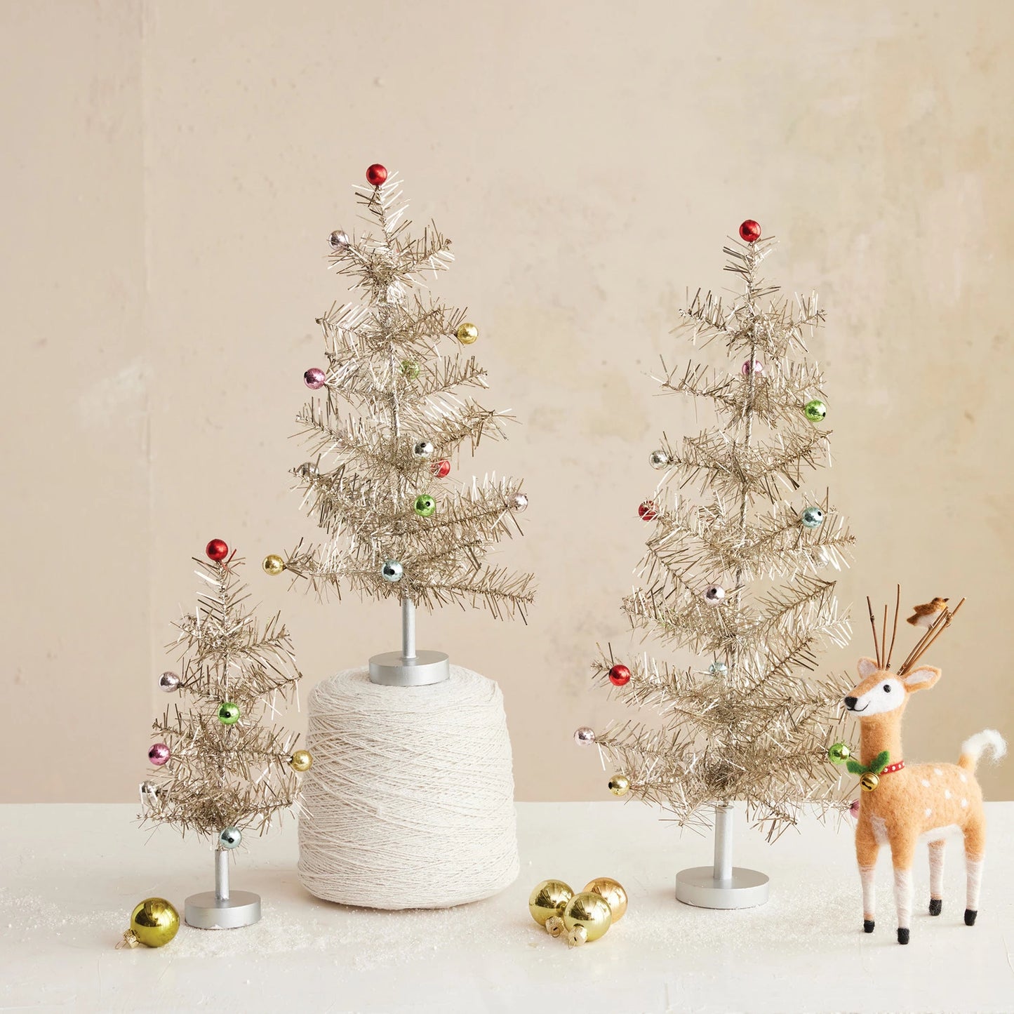 Tinsel Tree With Multi Color Ball Ornaments