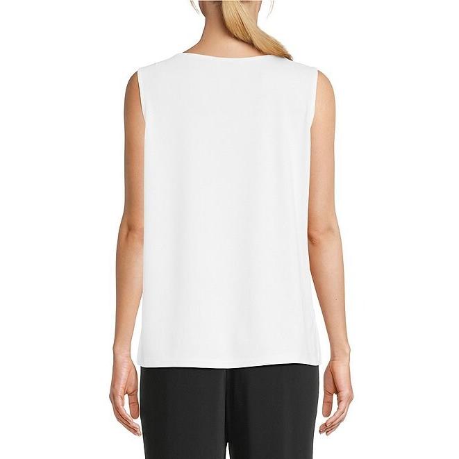 Multiples High Neck Tank Top - White Knit Layering Shell