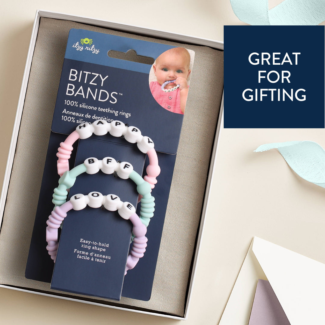 Itzy Ritzy Bitzy Bands™ - Silicone Teething Rings Friendship Bracelet Set