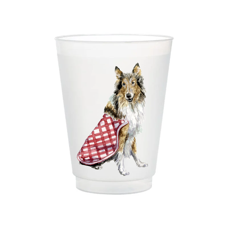 Rough Collie Frosted 16oz Reusable Stadium Cups | Set of 6