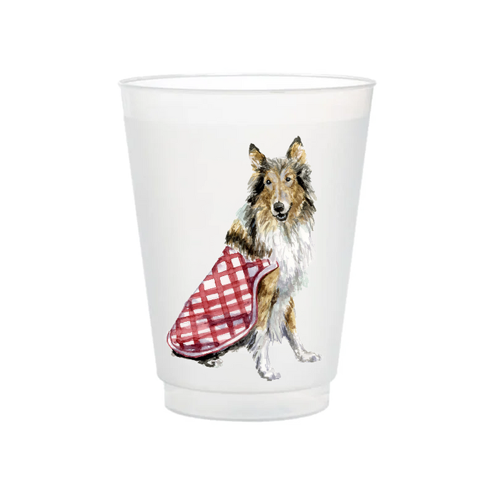 Rough Collie Frosted 16oz Reusable Stadium Cups | Set of 6