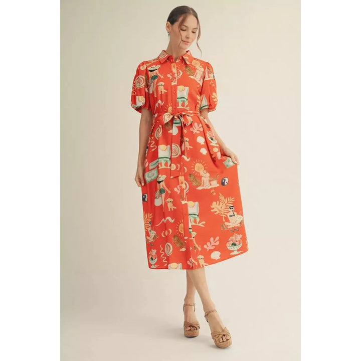 Seaside Story Button-Down Midi Dress